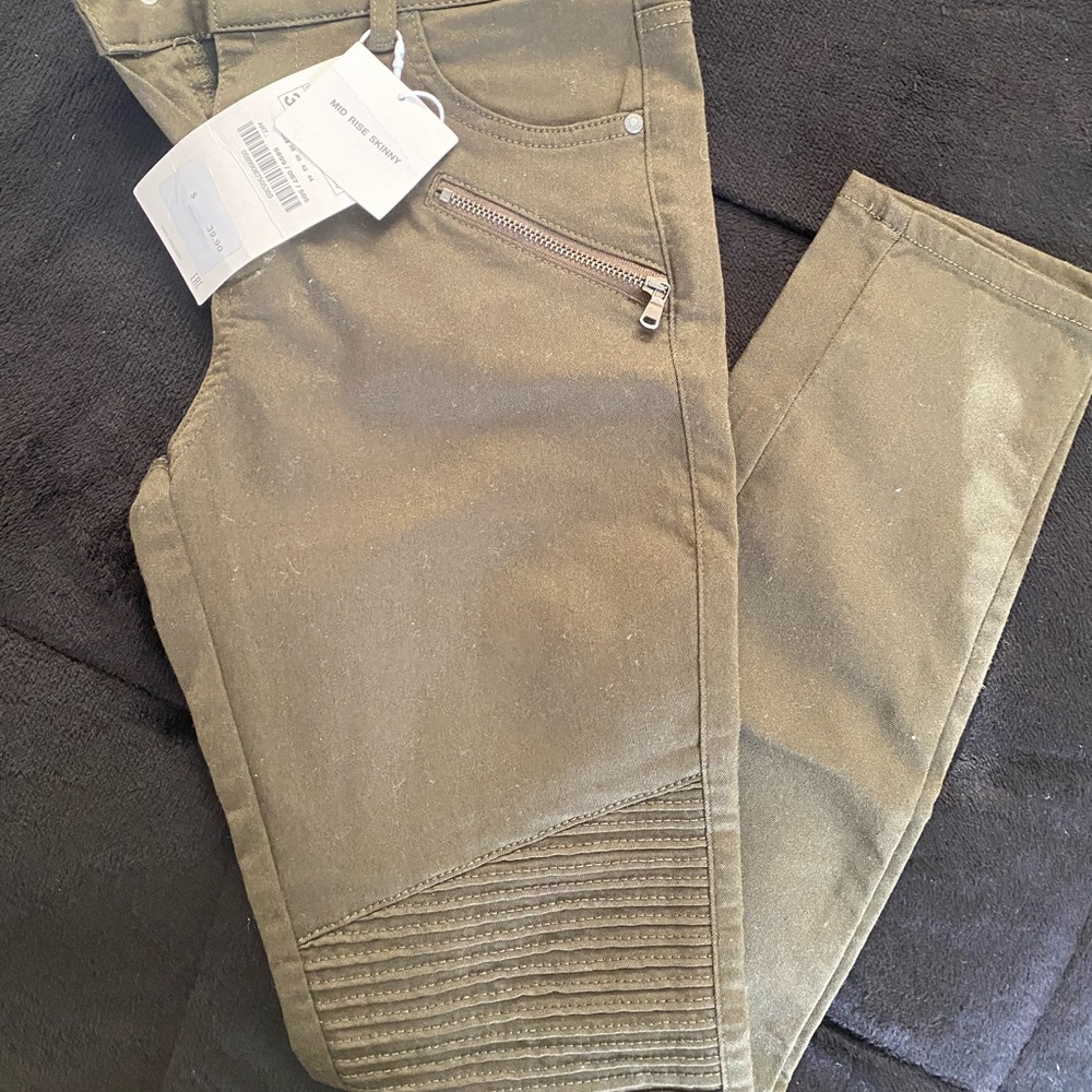 Olive Green Mid Rise Skinny Jeans